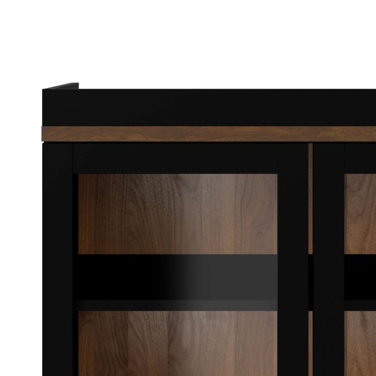 Mobile vetrina 2 ante 88x36x200h cm nero e noce - Axinte