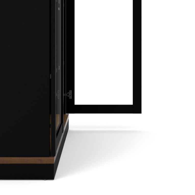 Mobile vetrina 2 ante 88x36x200h cm nero e noce - Axinte