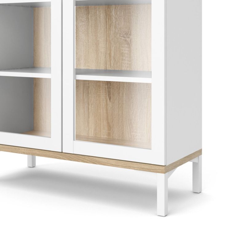 Mobile vetrina 2 ante 88x36x202h cm bianco e quercia - Hudhud