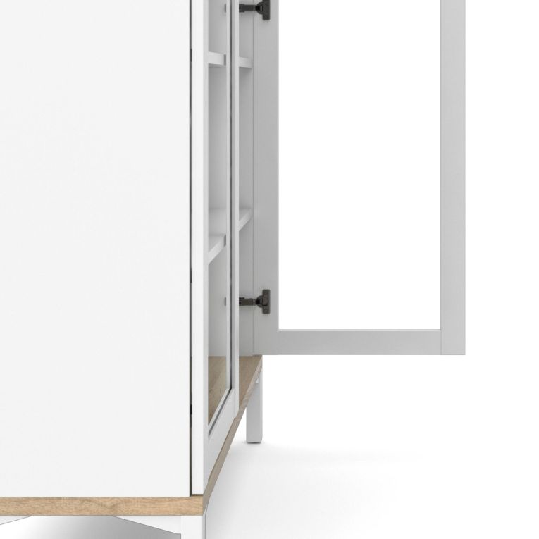 Mobile vetrina 2 ante 88x36x202h cm bianco e quercia - Hudhud