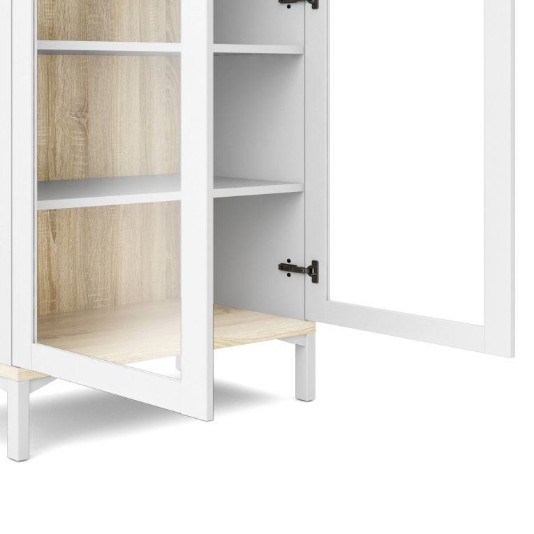 Mobile vetrina 2 ante 88x36x202h cm bianco e quercia - Hudhud