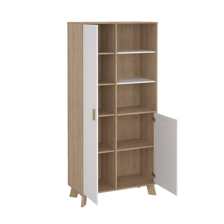 Mobile vetrina 2 ante 88x39x188h cm rovere e bianco - Mirinae