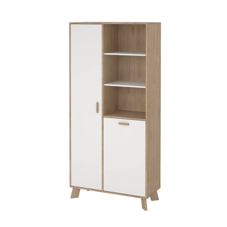 Mobile vetrina 2 ante 88x39x188h cm rovere e bianco - Mirinae
