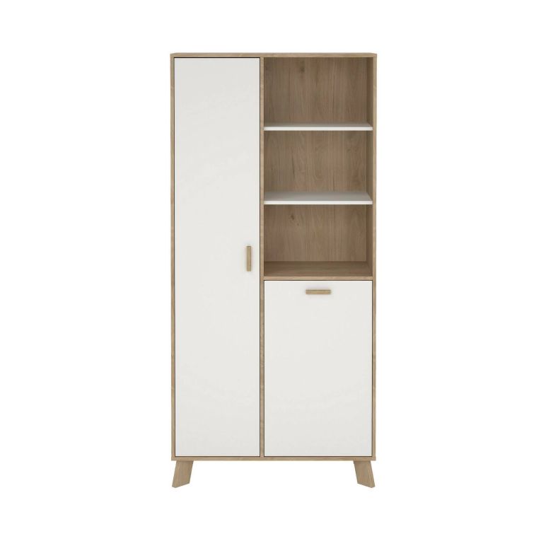 Mobile vetrina 2 ante 88x39x188h cm rovere e bianco - Mirinae