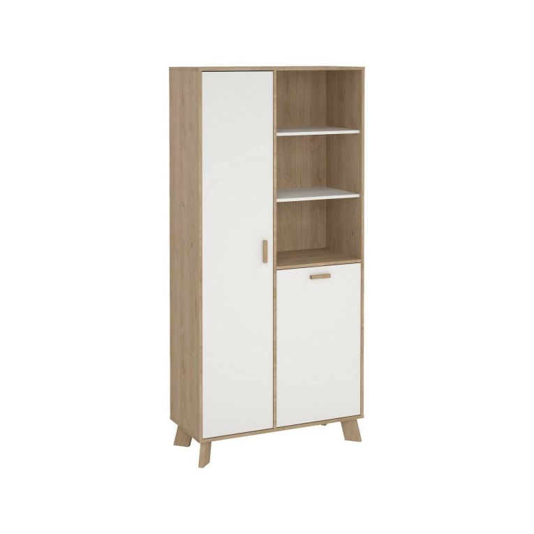 Mobile vetrina 2 ante 88x39x188h cm rovere e bianco - Mirinae