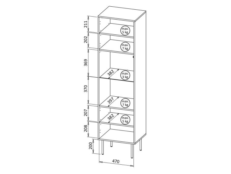 Mobile vetrina 50x40x187h cm noce - Triulzi