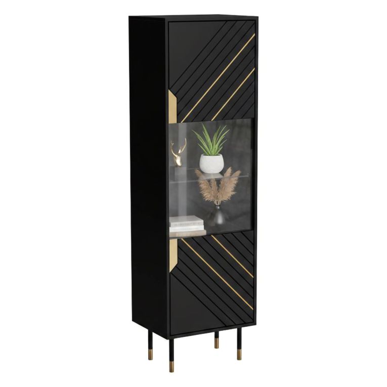 Mobile vetrina 54x40x180h cm nero e oro - Ippoliti