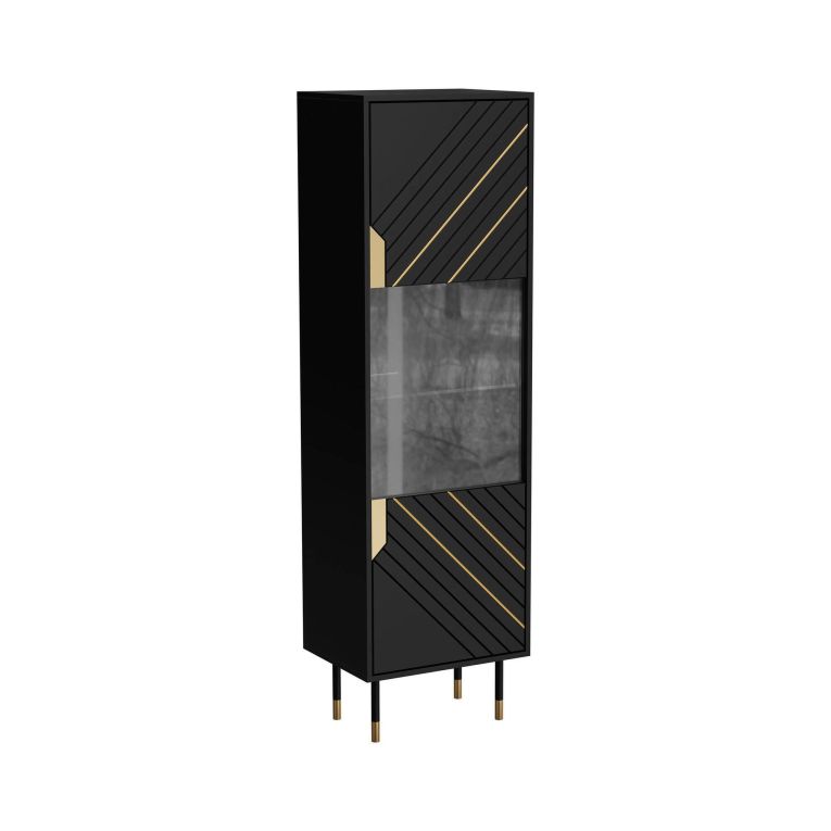 Mobile vetrina 54x40x180h cm nero e oro - Ippoliti