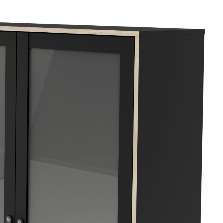 Mobile vetrina industrial 2 ante 98x40x189h cm nero e quercia - Barbata