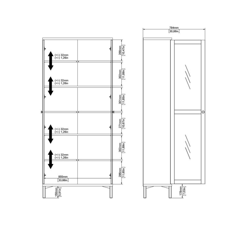 Mobile vetrina luminoso 2 ante 88x36x202h cm bianco - Wutip