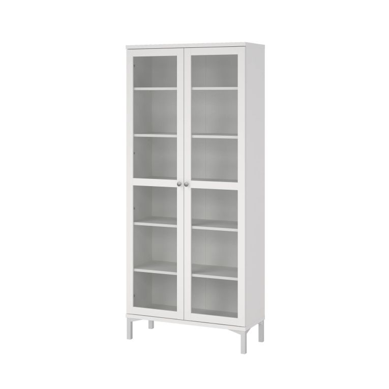 Mobile vetrina luminoso 2 ante 88x36x202h cm bianco - Wutip