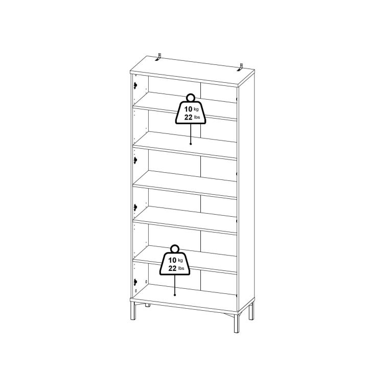 Mobile vetrina luminoso 2 ante 88x36x202h cm bianco - Wutip