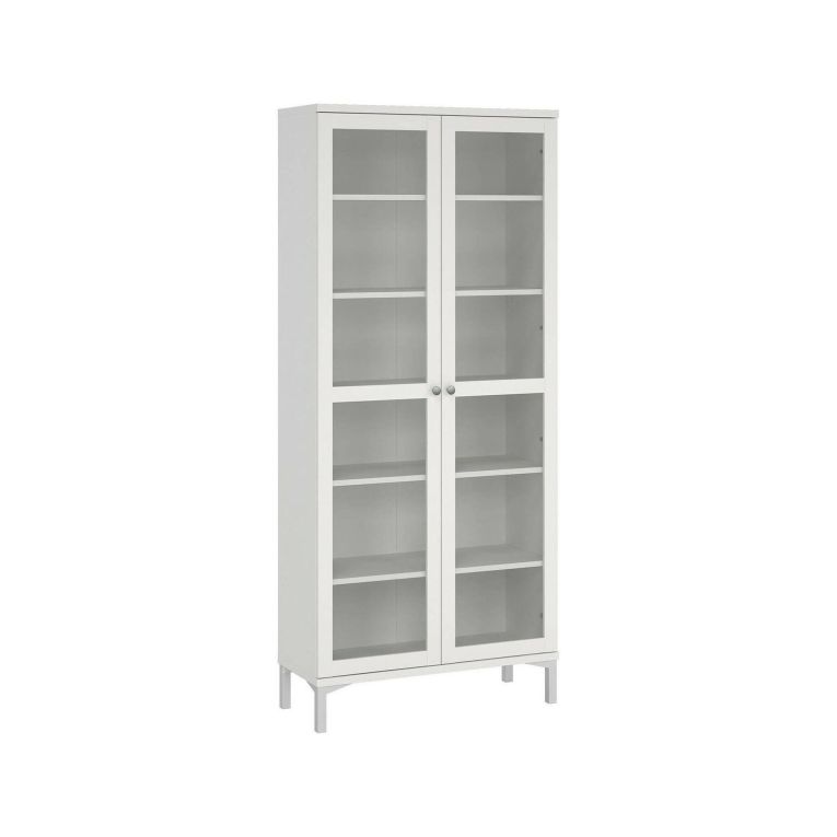 Mobile vetrina luminoso 2 ante 88x36x202h cm bianco - Wutip