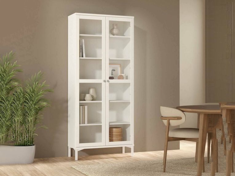 Mobile vetrina luminoso 2 ante 88x36x202h cm bianco - Wutip