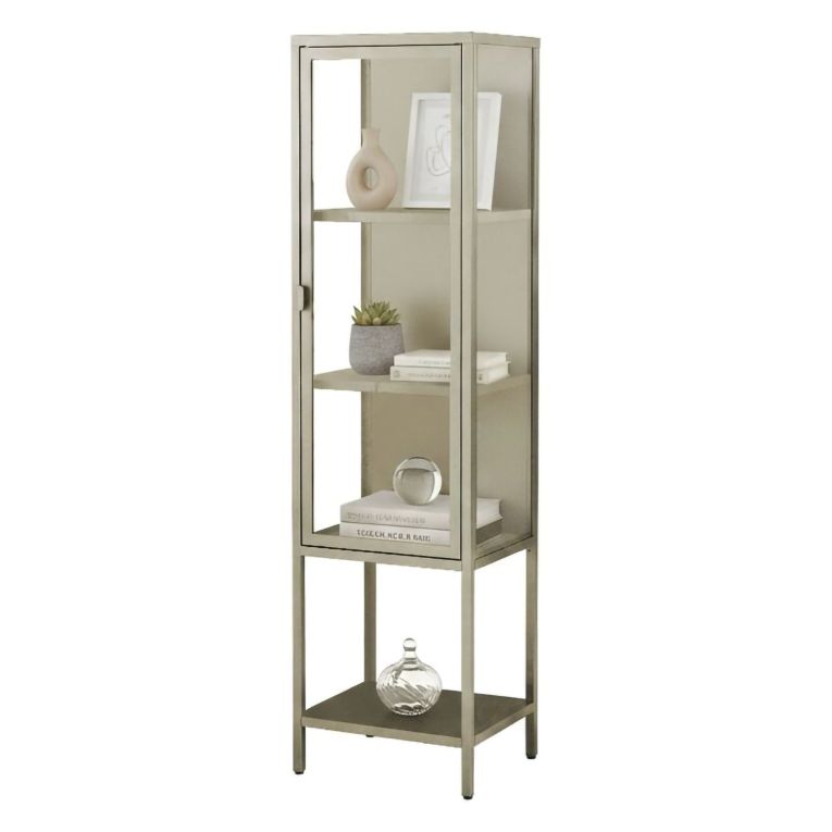 Mobile vetrina minimal in metallo 42x35x160h cm panna - Laces