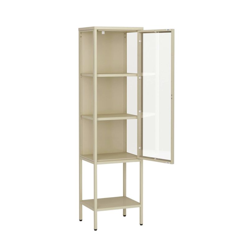 Mobile vetrina minimal in metallo 42x35x160h cm panna - Laces