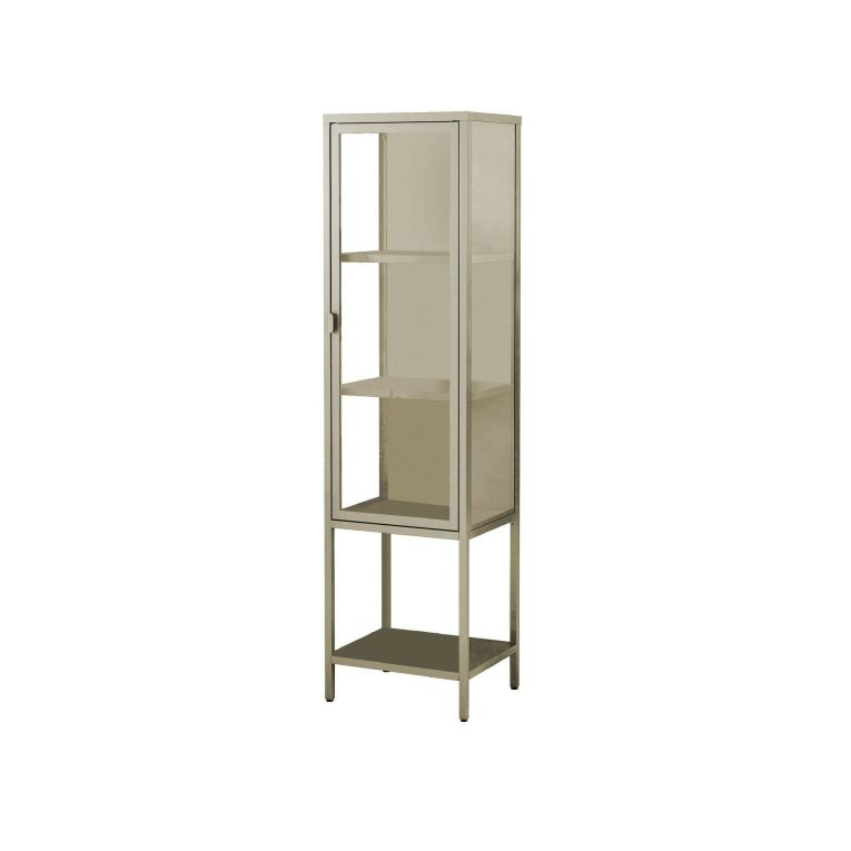 Mobile vetrina minimal in metallo 42x35x160h cm panna - Laces