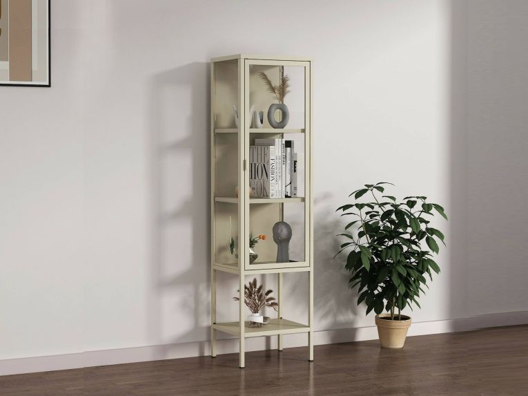 Mobile vetrina minimal in metallo 42x35x160h cm panna - Laces