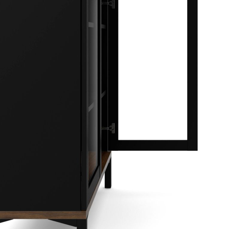 Mobile vetrina per studio 2 ante 88x36x202h cm nero e noce - Hudhud