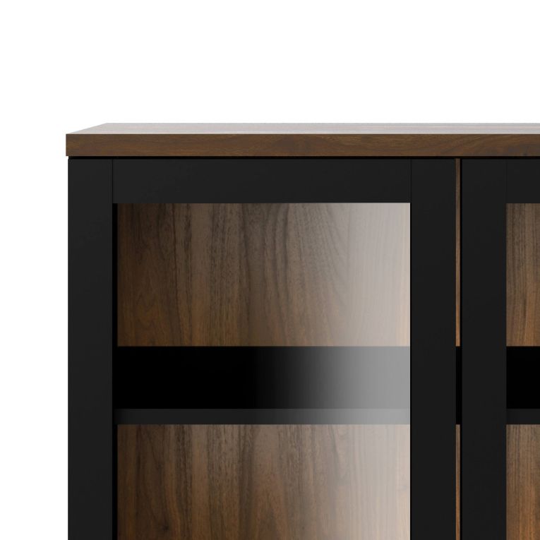 Mobile vetrina per studio 2 ante 88x36x202h cm nero e noce - Hudhud