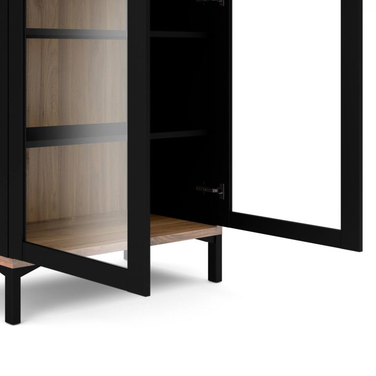 Mobile vetrina per studio 2 ante 88x36x202h cm nero e noce - Hudhud