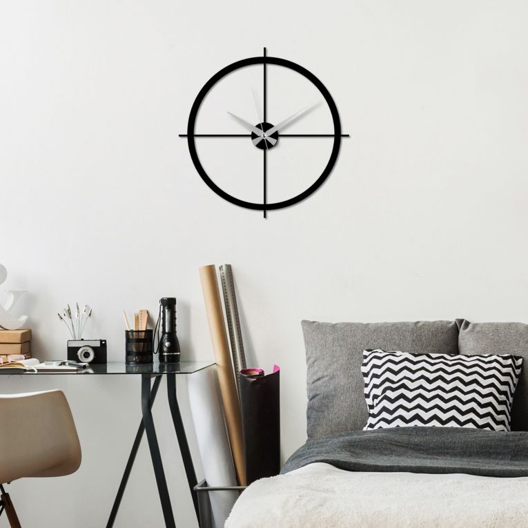 Orologio Nero Materiale Struttura in Metallo 49x49h cm, - Moretoha