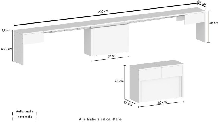 Panca allungabile acero 290x25x45h cm - Yutu