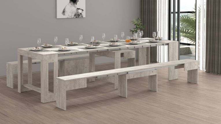 Panca allungabile cemento 290x25x45h cm - Quedan