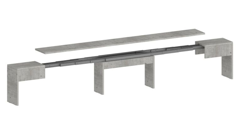 Panca allungabile cemento 290x25x45h cm - Quedan