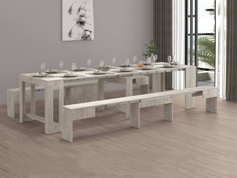 Panca allungabile cemento 290x25x45h cm - Quedan