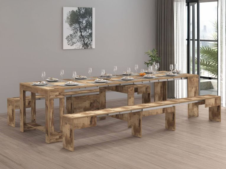 Panca allungabile effetto legno acero 290x25x45h cm - Quedan