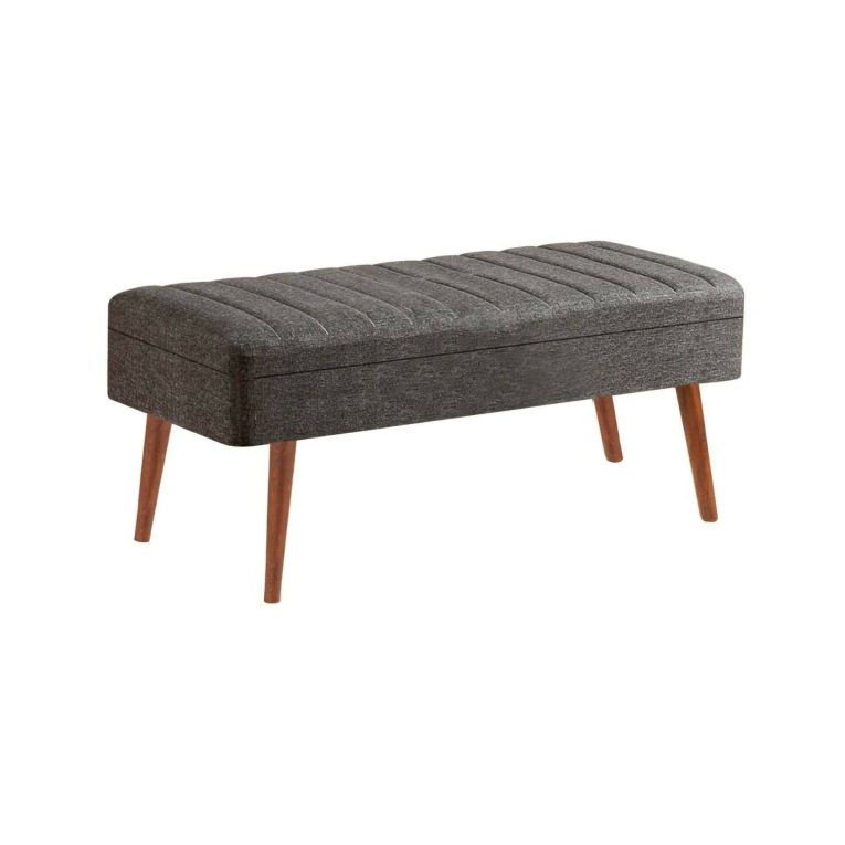 Panca Alph, Panchina multiuso, Seduta per ospiti, Cassapanca multifunzione, 90x39h40 cm, Noce e Antracite