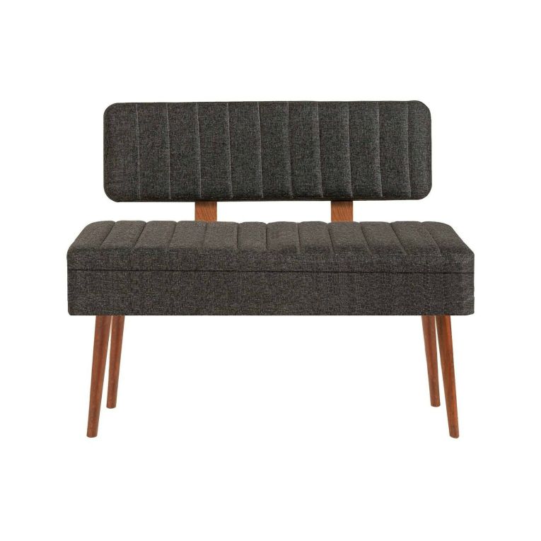 Panca Alpha, Panchina multiuso, Seduta per ospiti, Cassapanca multifunzione, 90x39h40 cm, Noce e Antracite