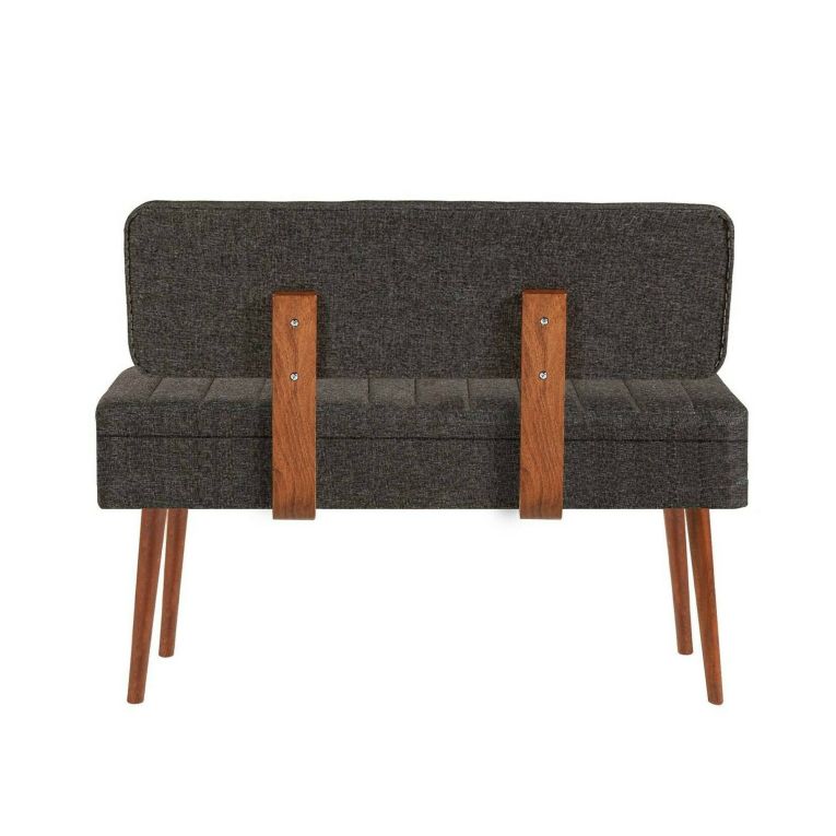 Panca Alpha, Panchina multiuso, Seduta per ospiti, Cassapanca multifunzione, 90x39h40 cm, Noce e Antracite