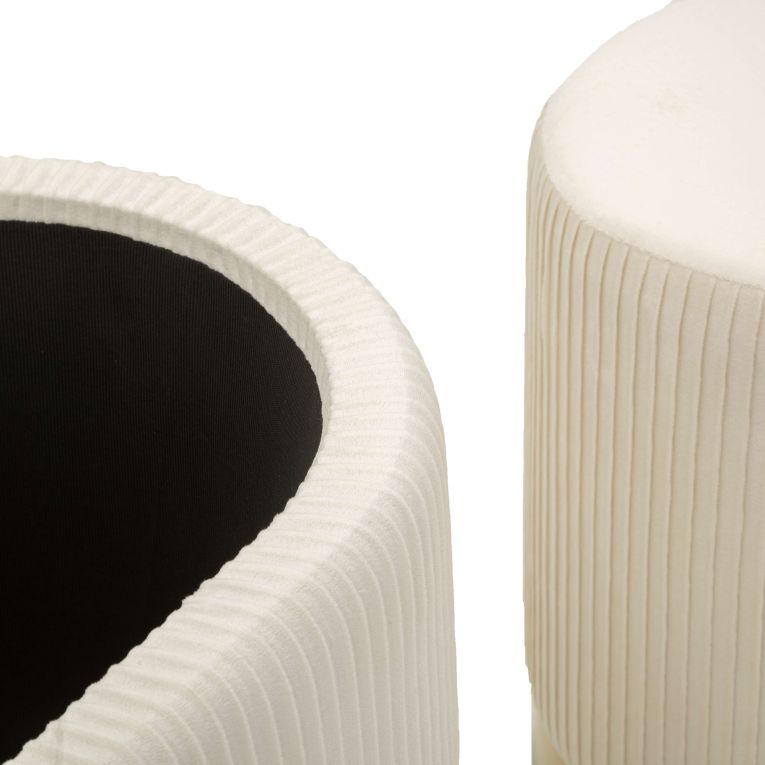 Panca Bianco Crema oro con due Sgabelli, Panca Contenitore Materiale Struttura in Metallo 80x37x42h cm, Colore Seduta Bianco - Soroti