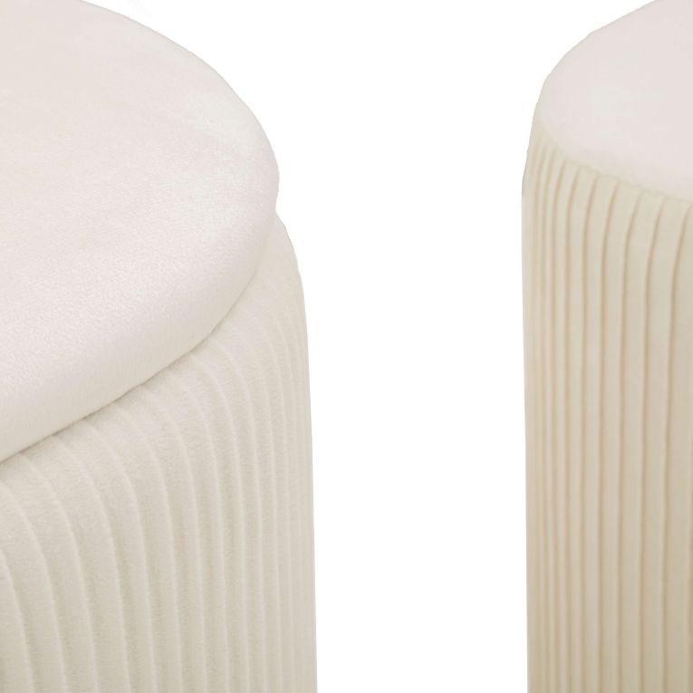 Panca Bianco Crema oro con due Sgabelli, Panca Contenitore Materiale Struttura in Metallo 80x37x42h cm, Colore Seduta Bianco - Soroti