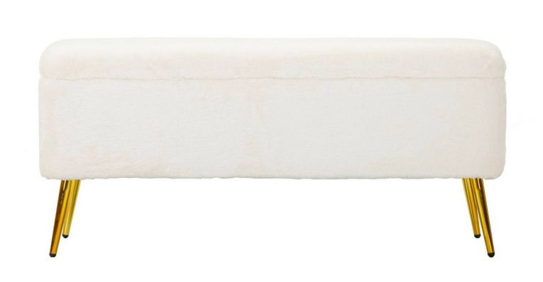 Panca contenitore rivestita bianca e oro 112x42x50h cm - Aiano