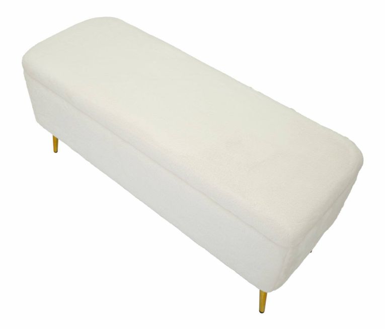Panca contenitore rivestita bianca e oro 112x42x50h cm - Aiano