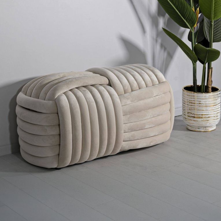 Panca design crema 90x45x45h cm - Calcea
