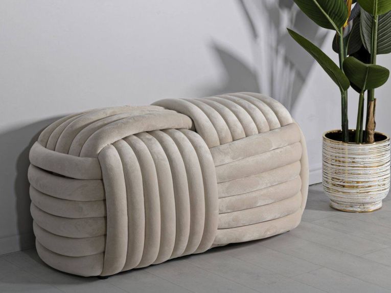 Panca design crema 90x45x45h cm - Calcea