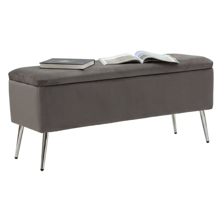 Panca elegante grigia e argento 112x42x50h cm - Aiano