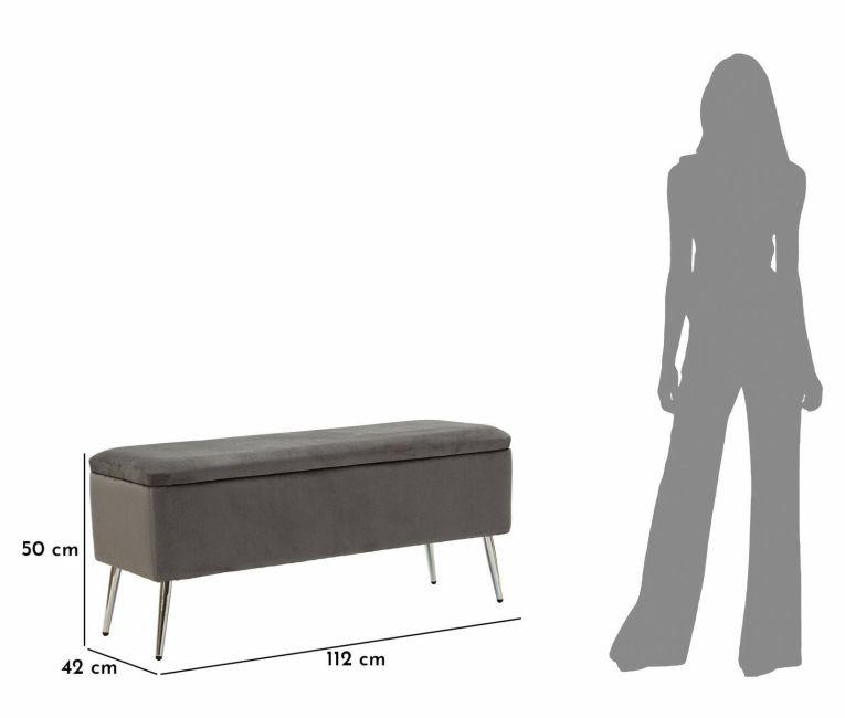 Panca elegante grigia e argento 112x42x50h cm - Aiano