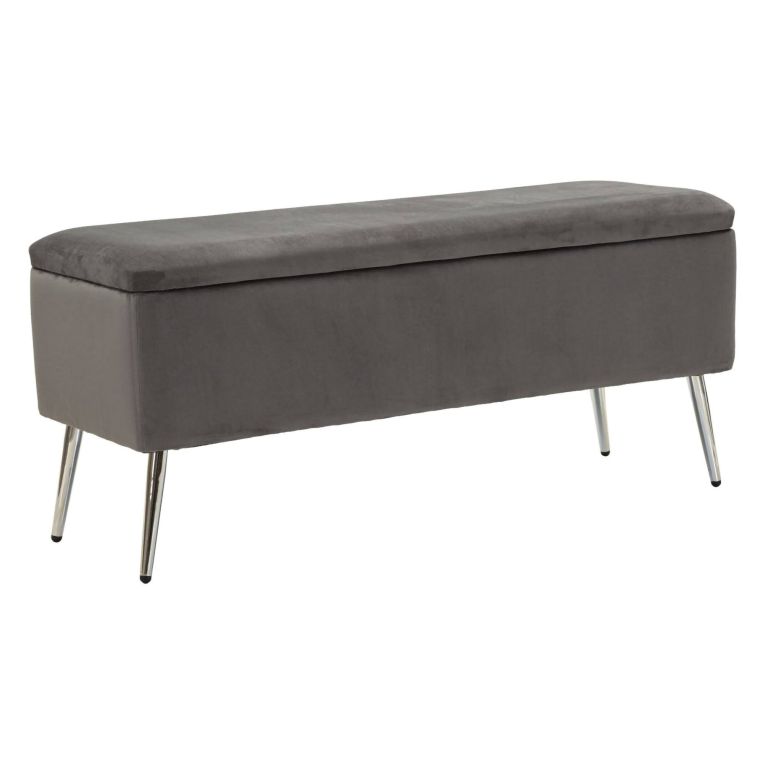 Panca elegante grigia e argento 112x42x50h cm - Aiano
