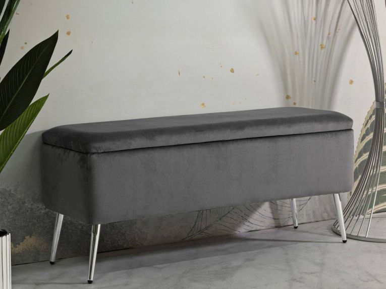 Panca elegante grigia e argento 112x42x50h cm - Aiano