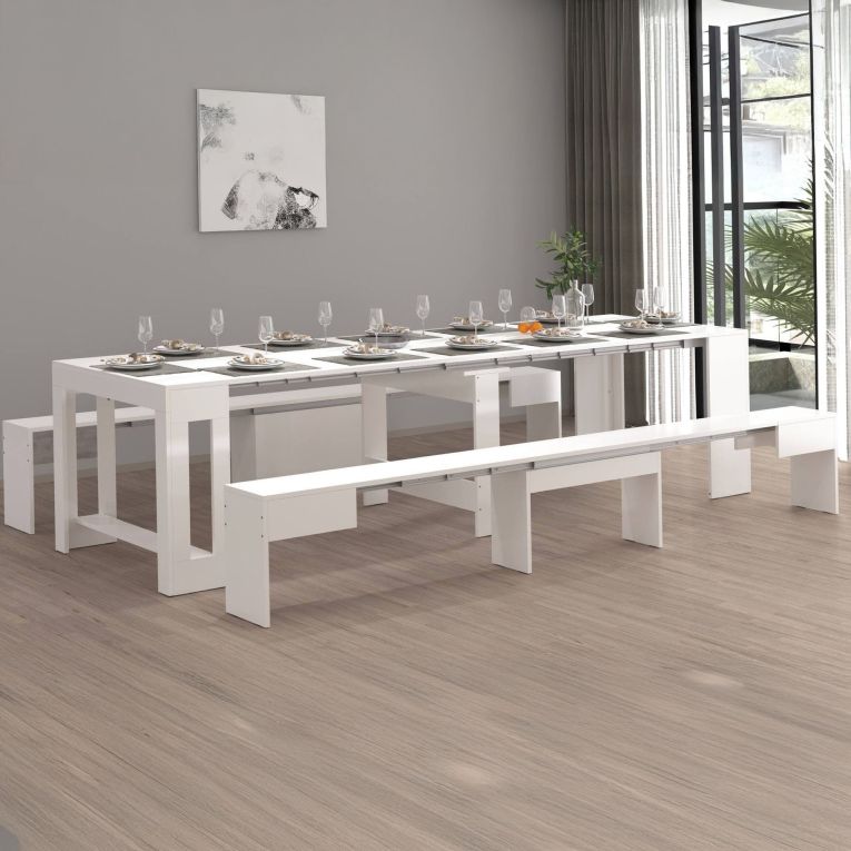 Panca estensibile bianca lucida 290x25x45h cm - Quedan