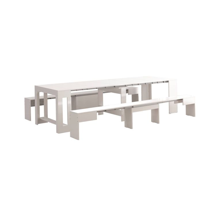 Panca estensibile bianca lucida 290x25x45h cm - Quedan