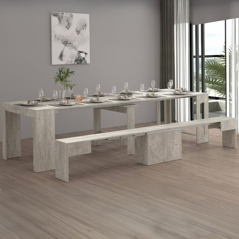 Panca estensibile cemento 290x25x45h cm - Yutu