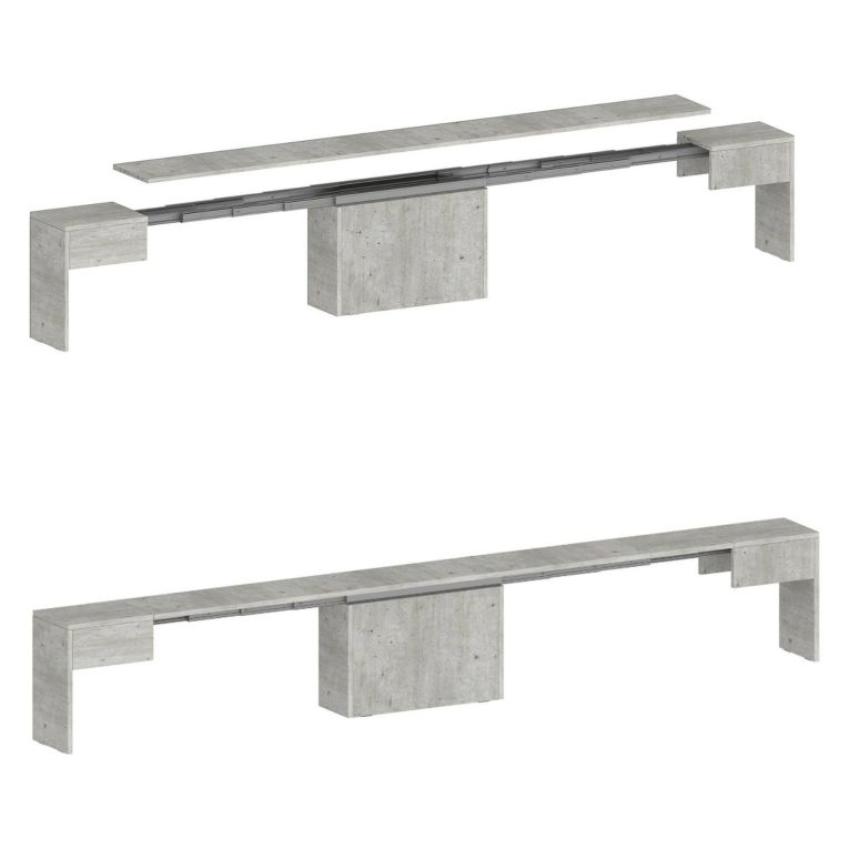 Panca estensibile cemento 290x25x45h cm - Yutu