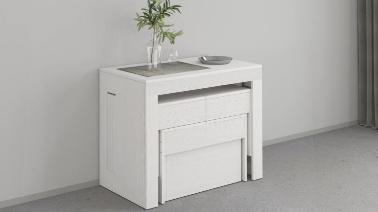 Panca estensibile da pranzo bianca lucida 290x25x45h cm - Quedan