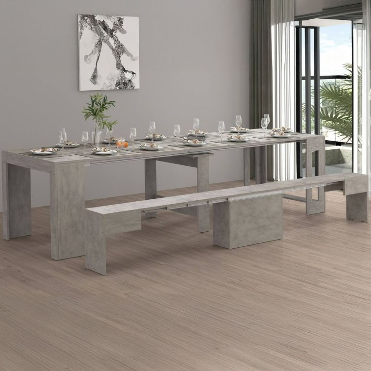 Panca grigia allungabile 290x25x45h cm - Yutu